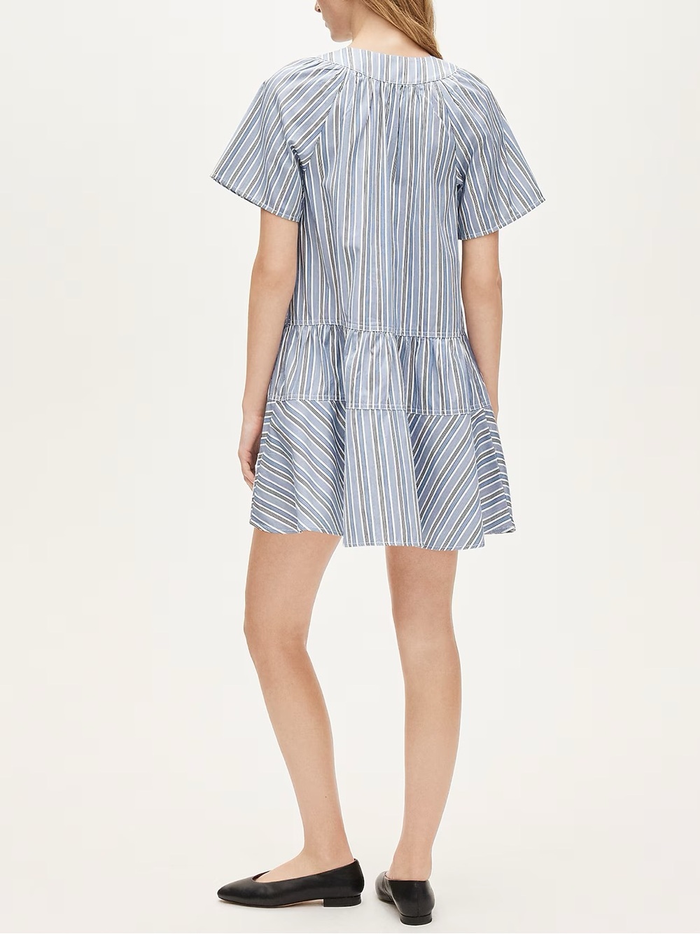 NWT J. Crew Poplin Blue and White Striped Mini Dress Size S - Picture 2 of 4